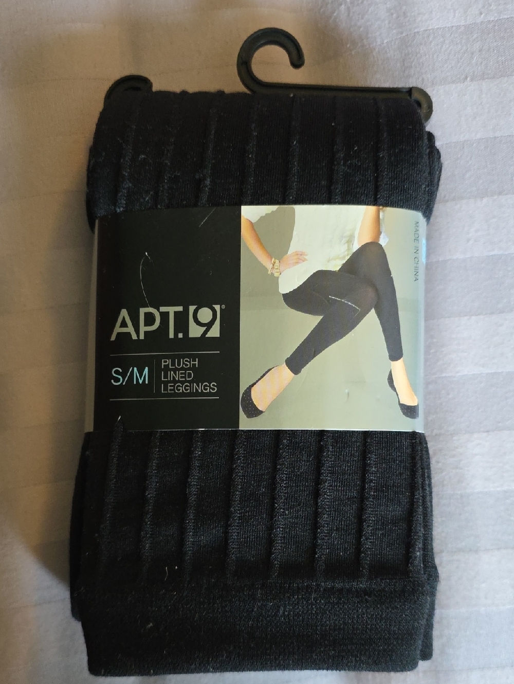 Apt. 9 Black Plush Lined Ribbed Leggings - S/M